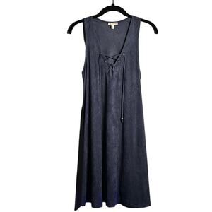 Gianni Bini Navy Blue Faux Suede Sleeveless Tunic Dress Medium